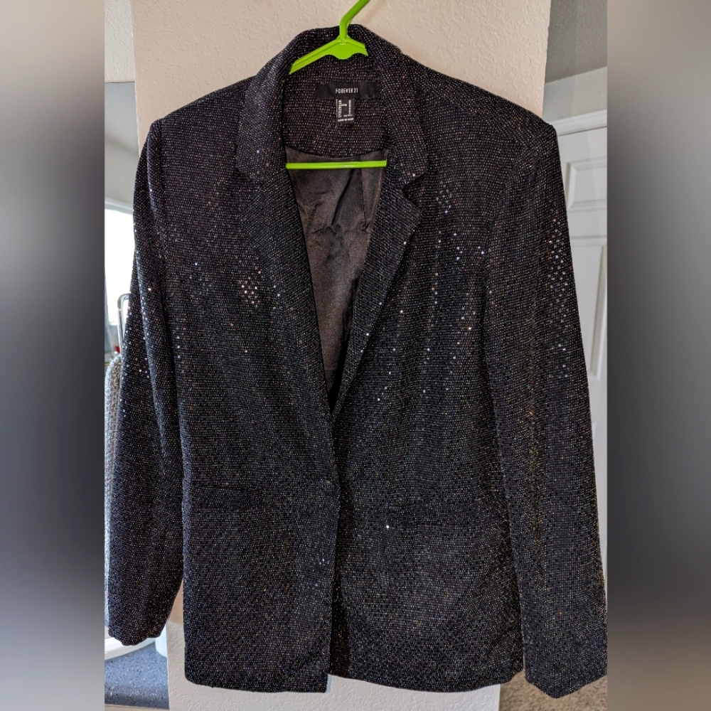 Black Sequin Women's Suit Jacket